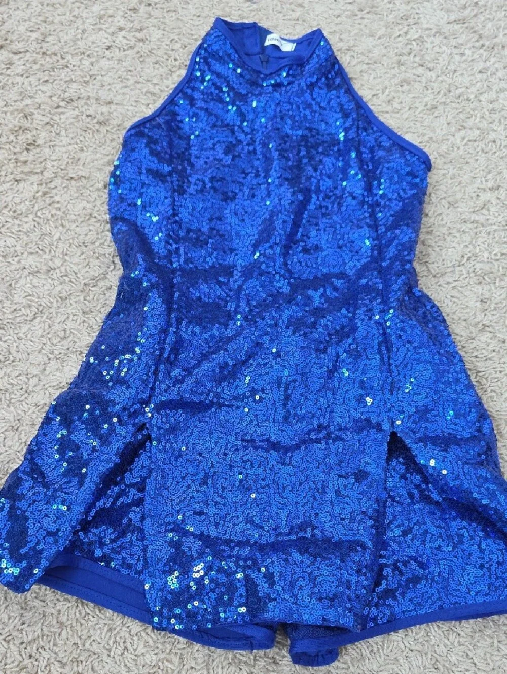 Royal Blue Sequin Dance Top and Shorts Set - Kids